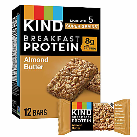 KIND Breakfast Protein Bars - Gluten-free, Dairy-free, Peanut-free, Low Sodium - Almond Butter - 1.76 oz - 6 / Box