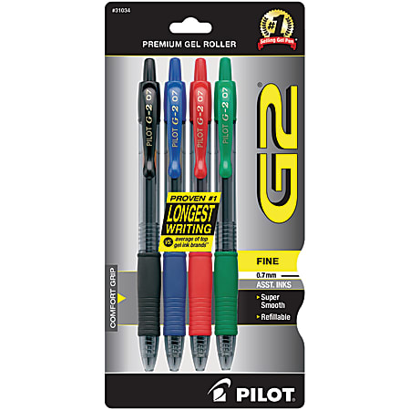 Pilot® G-2™ Retractable Gel Pens, Fine Point, 0.7
