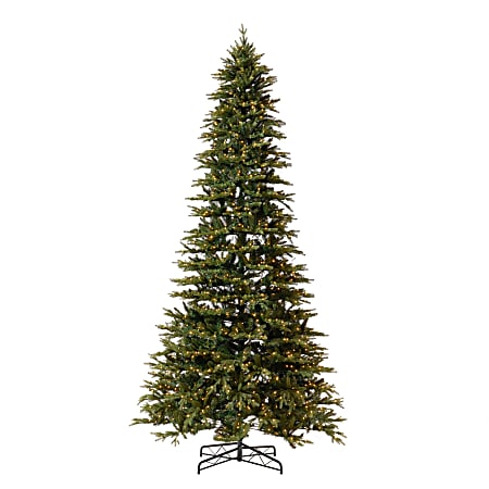 Nearly Natural Belgium Fir 144”H Artificial Christmas Tree With LED Lights And Bendable Branches, 144”H x 62”W x 62”D, Green