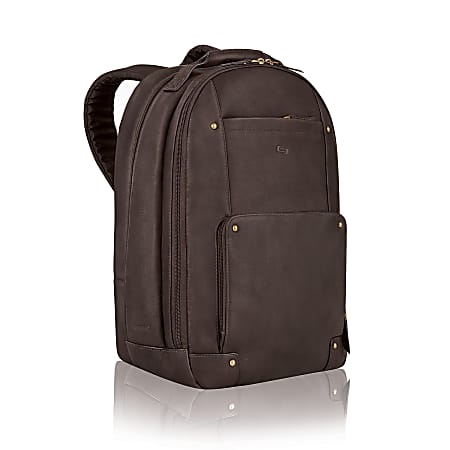 Solo Vintage Classic Leather Laptop Backpack, Espresso