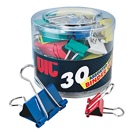 OIC® Assorted Binder Clips, Assorted Sizes, Assorted Colors, Pack Of 30