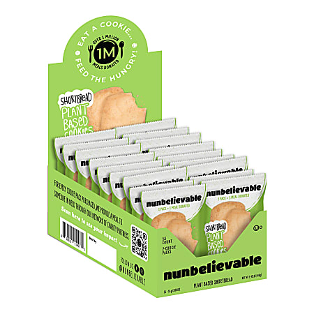 Nunbelievable Plant-Based Shortbread Cookies, 1.3 Oz, Box Of 18 Packs