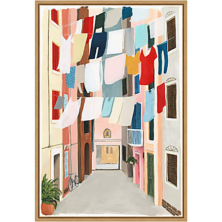 Amanti Art Laundry Day II by Grace Popp Framed Canvas Wall Art Print, 16" x 23", Maple