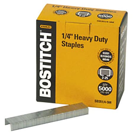 Stanley-Bostitch SB351/4-5M Heavy-Duty Chisel Point Staples, 1/4", Box Of 5,000 Staples