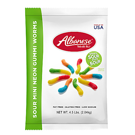 Albanese Confectionery Gummies, Sour Gummy Worms, 4.5-Lb Bag