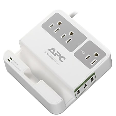 APC® 3-Outlet SurgeArrest Essential Surge Protector With 3 USB Ports, P3U3, 6', White