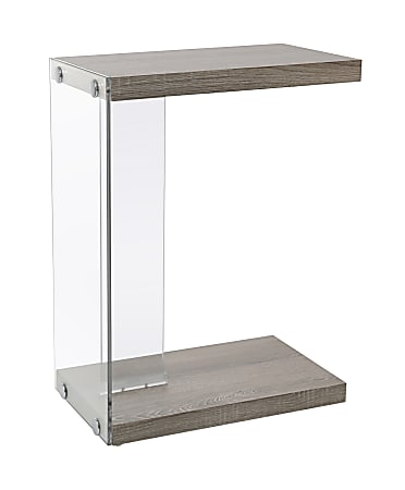 Monarch Specialties Accent Table With Glass Base, Rectangle, Dark Taupe