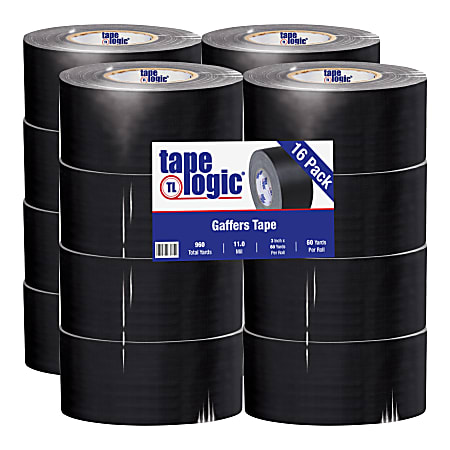 Tape Logic Gaffers Tape, 3" x 60 Yd., Black, Case Of 16 Rolls