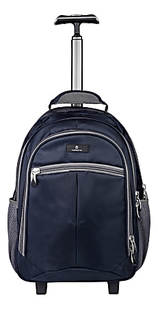 Volkano Orthopaedic Trolley Backpack With 15.6" Laptop Compartment, Navy/Gray