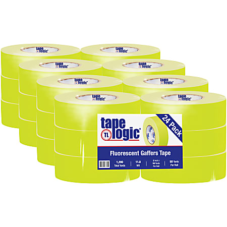 Tape Logic Gaffers Tape, 2" x 50 Yd., Fluorescent Yellow, Case Of 24 Rolls