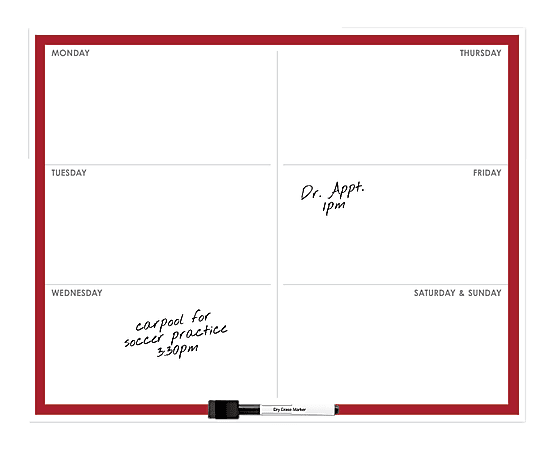 i.e.™ Weekly Planner Dry-Erase Board, Coated Paper, 11" x 14", White