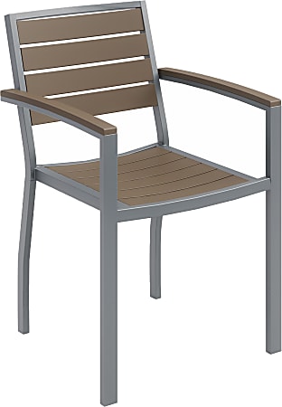 KFI Studios Eveleen Outdoor Arm Chair, Mocha/Silver