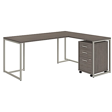 kathy ireland® Office by Bush Business Furniture Method 72"W L Shaped Desk with 30"W Return and Mobile File Cabinet, Cocoa, Premium Installation