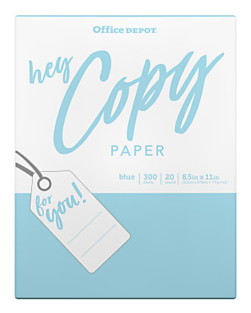 Office Depot® Brand School Copy Paper, Letter Size (8 1/2" x 11"), 20 Lb, Blue, Ream Of 300 Sheets