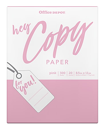 Office Depot® School Color Copy Paper, Pink, Letter (8.5" x 11"), 300 Sheets Per Pack, 20 Lb