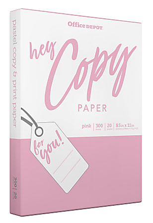 Office Depot® Brand School Color Copier Paper, Letter Size (8 1/2 x 11),  Pack Of 300 Sheets, 20 Lb, Pink