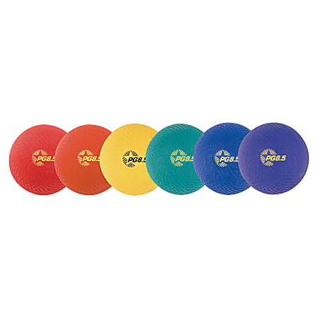 Champion Sports Playground Ball - 8.50" - Nylon - Red, Yellow, Green, Orange, Purple, Royal Blue - 6 / Set