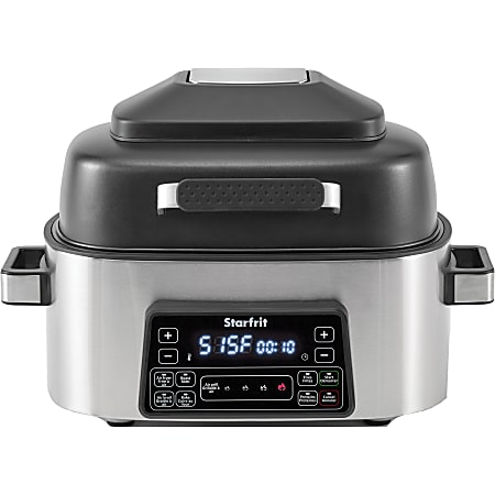 Starfrit® 1660W 6.3 Qt 6 -In-1 Indoor Air Fryer And Grill, Black