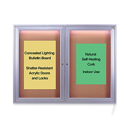 Ghent Indoor Lighted Bulletin Board, 48" x 36", 2 Doors