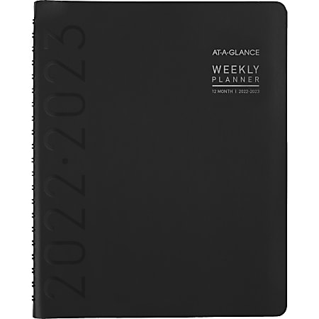 AT-A-GLANCE® Contemporary Weekly/Monthly Academic Planner, 8-1/4" x 11", Black, July 2022 to June 2023, 70957X05
