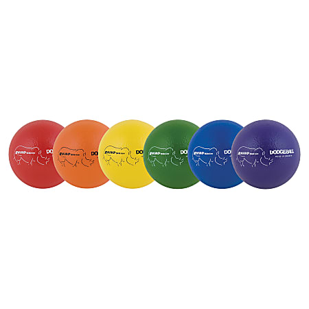 Champion Sports Rhino Skin Low Bounce Dodgeball Set - 6.30" - Low Density Foam - Dodgeball - Red, Orange, Yellow, Green, Blue, Purple - 6 / Set