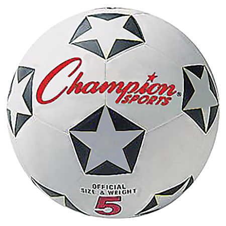 Champion Sports Size 5 Soccer Ball, White/Black/Red