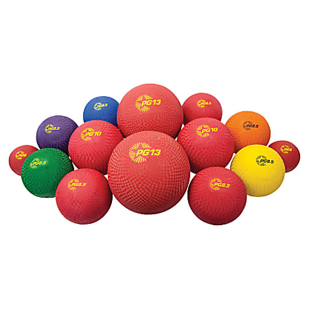 Champion Sports Mixed Playground Ball Set - Assorted, Blue, Red - Nylon, Rubber