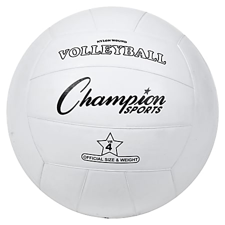 Champion Sports Rubber Volleyball - Rubber, Nylon - White - 1  Each