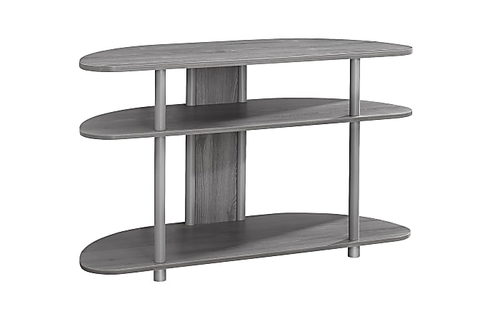 Monarch Specialties TV Stand, 3-Tier, For Flat-Panel TVs Up To 38", Gray