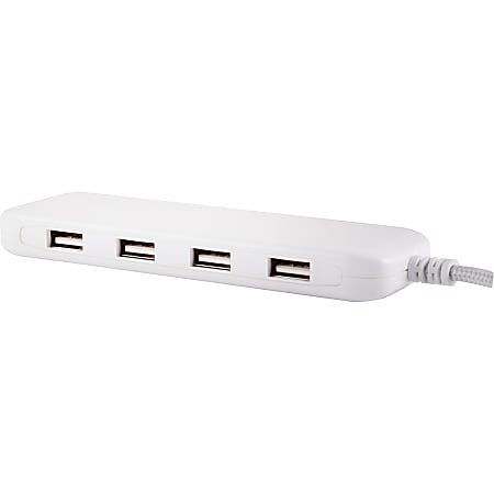 Ativa® 4-Port USB Extension Bar Charger, White, 46902