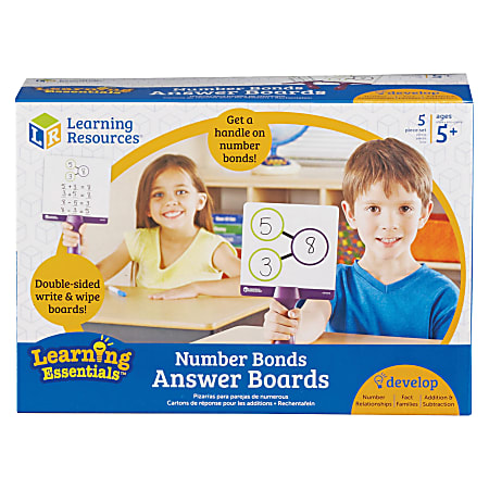 Learning Resources® Portable 2-Sided Handheld Dry-Erase Boards, 7" x 7", Assorted Colors, Set Of 5