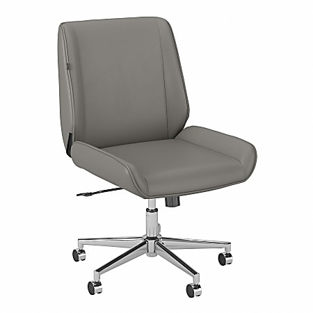 Bush® Business Furniture Bay Street Wingback Leather Office Chair, Light Gray, Standard Delivery