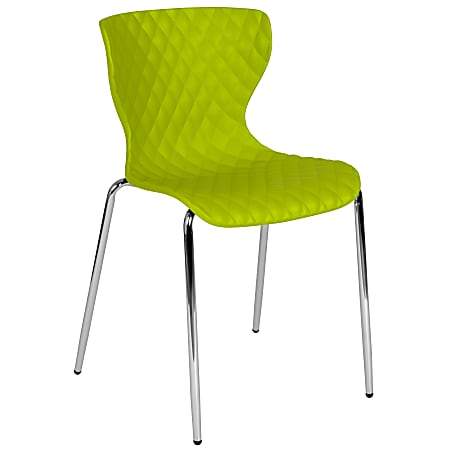 Flash Furniture Lowell Contemporary Design Plastic Stack Chair, Citrus Green