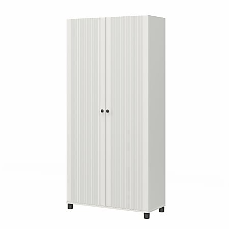 Systembuild Evolution Kendall Fluted 36"W 2-Door Storage Cabinet, White
