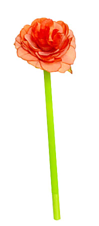 Flower Gel Pen, Fine Tip, 0.7mm, Black Ink, Lime Green Barrel