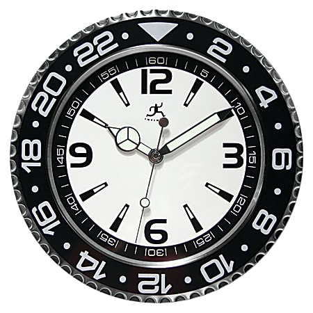 Infinity Instruments Bazel Wall Clock, 13 1/4"H x 13 1/4"W x 2"D, Black