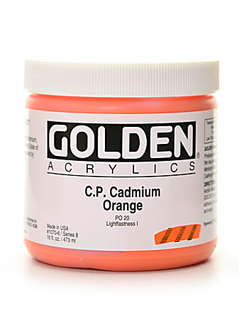 Golden Heavy Body Acrylic Paint, 16 Oz, Cadmium Orange (CP)