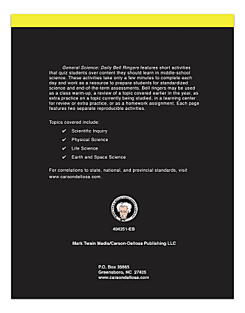 Mark Twain Media General Science: Daily Bell Ringers, Grades 5-8