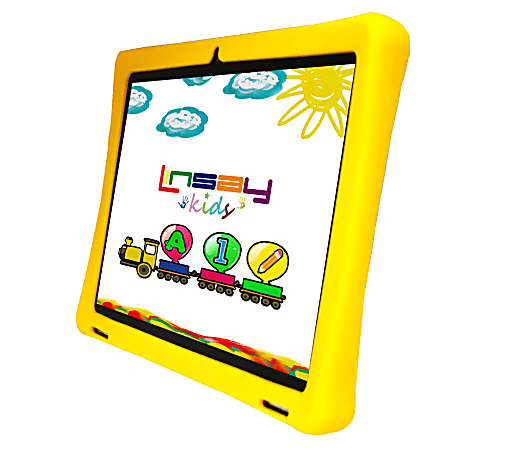 NEW LINSAY 10.1"Octa Core 256GB Storage Android 15 Tablet with Yellow Kids Defender Case and Backpack