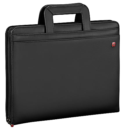 Wenger® Venture Zippered Presentation Padfolio, 13 13/16"H x 12 7/16"W x 3 1/8"D, Black