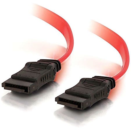 C2G 18in 7-pin 180° 1-Device Serial ATA Cable - Female SATA - Female SATA - 18" - Red