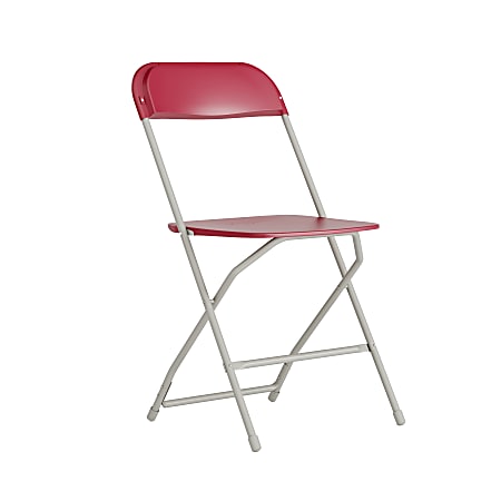 Flash Furniture HERCULES Series Premium Plastic Folding Chair, Red/Gray