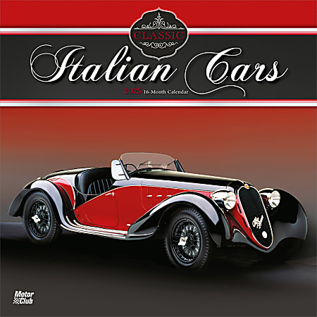 2025 BrownTrout Classic Italian Cars Monthly Plastic-Free Square Wall Calendar, 12" x 12", Cars and Trucks, January to December 2025, 9781975476076