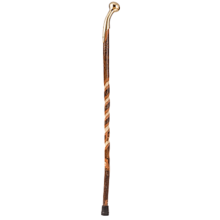 Brazos Walking Sticks™ Twisted Free-Form Brass Hame-Top Hickory Cane, 40", Natural