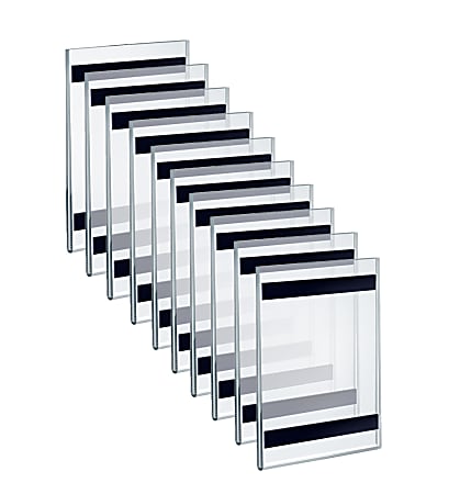 Azar Displays Magnet Back Vertical U-Frame Sign Holders, 6”H x 4”W x 1/4”D, Clear, Pack Of 10 Sign Holders