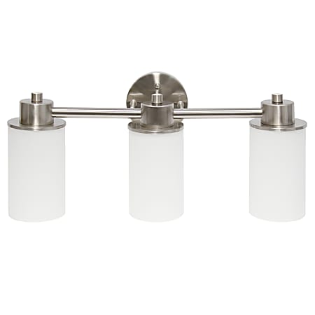 Lalia Home Essentix 3-Light Wall Mounted Vanity Light Fixture, 6-1/2”W, Opaque White/Brushed Nickel