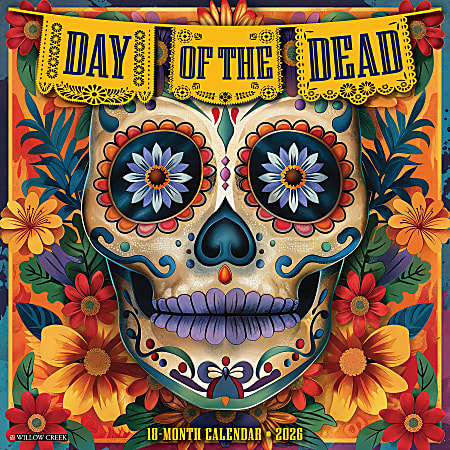 2026 Willow Creek Press Art & Design Monthly Wall Calendar, 12" x 12", Day of the Dead, January To December, 55731