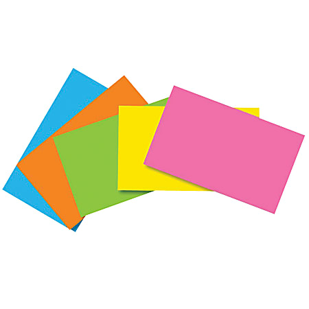 Top Notch Teacher Products® Brite Blank Index Cards, 3" x 5", Assorted Colors, 100 Cards Per Pack, Case Of 10 Packs