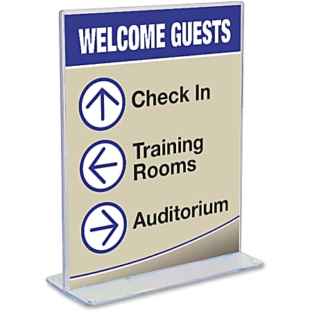 Azar Displays Acrylic Vertical 2-Sided Sign Holders, 8-1/2H x 8-1/2W x  3D, Clear, Pack Of 10 Holders