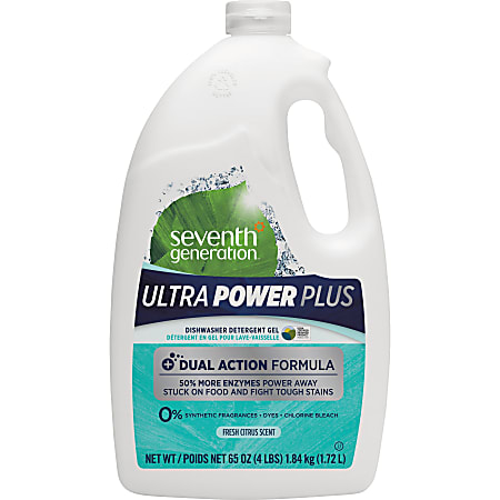 Seventh Generation Ultra Power Plus Dishwasher Detergent - 65 fl oz (2 quart) - Fresh Scent - 6 / Carton